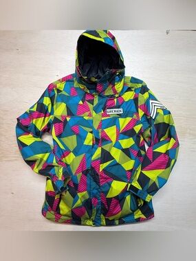 Grenade Snowboard Jacket Men's Large Geometric Multi-Color VTG Y2K Ski Winter